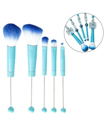 Blue Beadable Makeup Brushes Set of 5 - DIY Silicone Focal Beads Cosmetic Brush Kit for Crafters - Keychain & Eyeshadow Tools - Buy Online on GoSupps.com