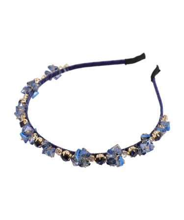 FRCOLOR Diamond Headpiece Rhinestone Hairband Sparkling Flower Hairbands Jewelry Fashion Beaded Headbands Women Hair Accessory Braide Hair Hoop Blue Blue Tiara