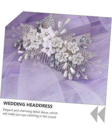 Angoily 1pc Bridal Headwear Chinese Decor Wedding Hair Clip Silver Rhinestones Bridal Hair Clip Tiara Flower Hair Comb Headdress Bride Hair Accessories Crystal Pearl Flowers - Buy Online on GoSupps.com
