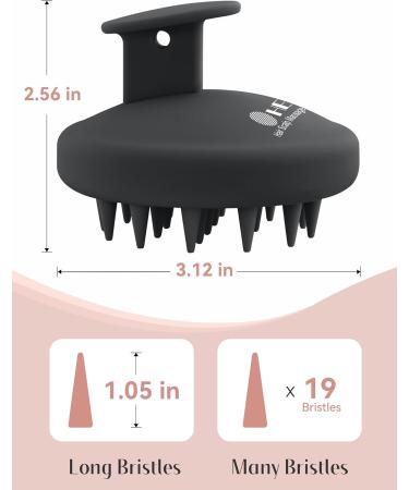 Heeta Scalp Massage Brush - Silicone Hair Brush for Wet & Dry Hair Soft Bristles Integrated Design - Dark Black - Buy Online on GoSupps.com