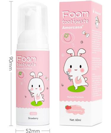 KONLEMEI Edible Strawberry Foam Toothpaste for Kids - 2 Packs (120ml) | Natural Formula, 2.02 Fl Oz - Buy Online on GoSupps.com