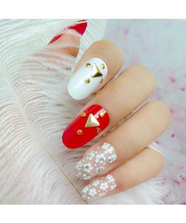 Shop Hujl 3D Flower & Rhinestone Artificial Nails - Full Cover Acrylic Manicure for Stunning Looks | International Shipping Available - Buy Online on GoSupps.com