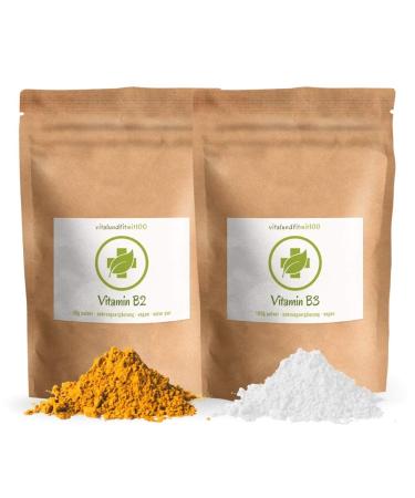 Set offer - vitamin B2 (riboflavin) powder 30 g + vitamin B3 (nicotinamide) powder 100 g - 100% vegan - absolutely pure without residues - lactose -free - without an auxiliary and additives