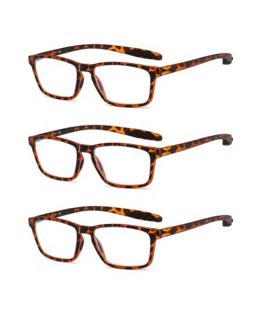 Suertree 3 Pack Blue light filter Reading glasses Computer glasses Tr90 Frame reader PC Gaming UV Blue Light Blasses Women Men 0.0x Diopttrien Leopard 3PC