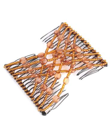 Buy Elastic Hair Comb with Pearl Jewelry - Stylish Double Disc Accessory for Women (Brown) - Buy Online on GoSupps.com