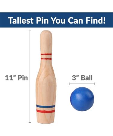 Sterling Sports Premium Wooden Lawn Bowling Skittles Set - 11 Pins with Carrying Mesh Bag - Indoor and Outdoor Game - 10 Heavy Solid Wooden Pins and 2 Balls - Buy Online on GoSupps.com