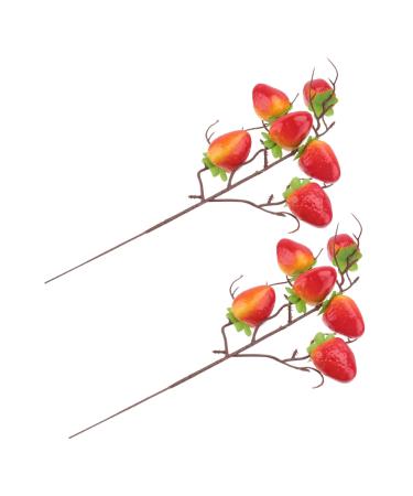 ABOOFAN 2pcs Strawberry Cuttings Bed Room Decor Decoration for Bedroom Artificial Fruit Decoration Holiday Function Decoration Home Decor Plant Decor Simulation Strawberry Picks Household