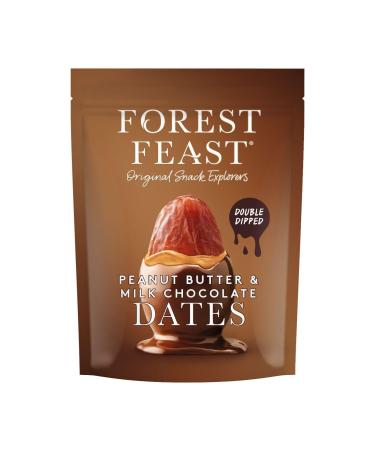 Forest Feast Forest Feast - Peanut Butter Dates with Milk Chocolate and Peanut Butter - 140g Bag - Deglet Nour dates coated in peanut butter and Belgian milk chocolate - Suitable for vegetarians and gluten-free