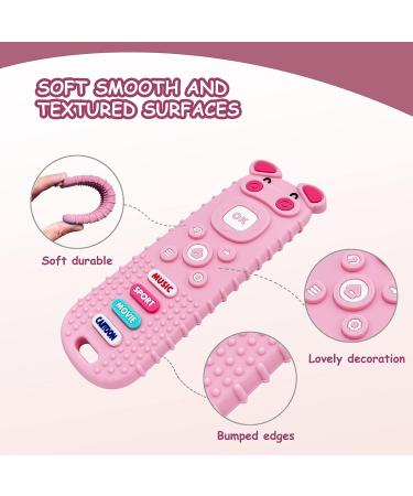 YAPROMO Cartoon Remote Teether Toy | Silicone Chew for Babies 3-18 Months | BPA-Free Pink Pig Teething Toy - Buy Online on GoSupps.com