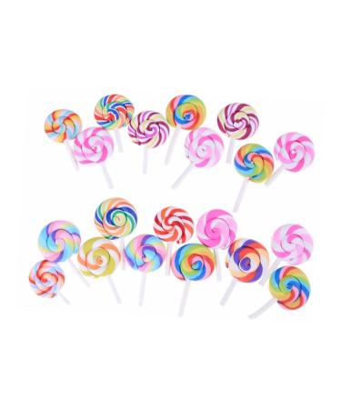 FUNOMOCYA Pack of 20 Rainbow Swirl Lollipops Candy Decorations Random Style
