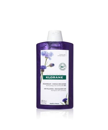 Klorane Plant-Based Purple Shampoo with Centaury  Brightens Blonde  Platinum  Silver  Gray or White Hair  Neutralizes Unwanted Yellow and Copper Tones  Paraben  Silicone and Sulfate Free 13.5 Ounce Updated Formula