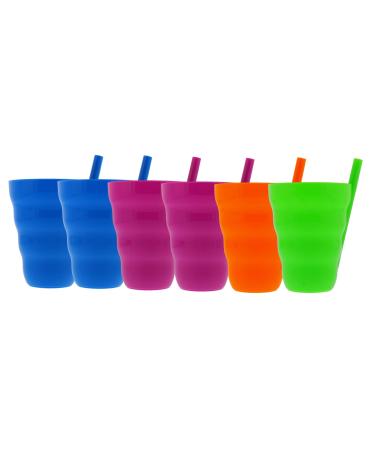 Arrow Home Products Sip A Cup with Built in Straw  10oz  6pk - BPA-free Straw Cups for Kids Great for Everyday Use - Made in the USA  Stackable Kids Straw Cups - Purple  Blue  Green  Orange
