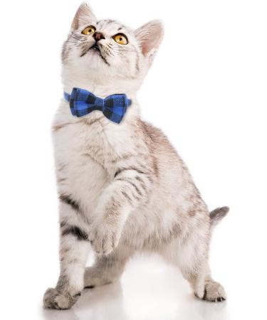 Personalized Breakaway Cat Collar with Bow Tie & Bell - Blue | Stainless Steel ID Tag Engraved | Name & Phone Number | 1 Pack - Buy Online on GoSupps.com