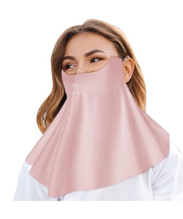 Sun Protection Masque Neck Gaiter Sun Masque Sun Face Cover Breathable Full Face Shield Face Scarf Cover Cooling Sunscreen Masque for Men Women Pink