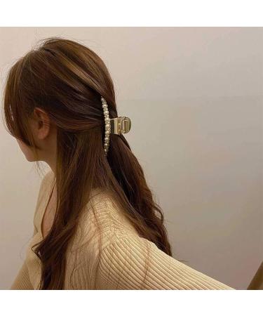 Shark clip hair claws 1PC 2021 Korea Elegant Crystal Imitation Pearl Women Hair Claws Hairpin Crab Metal Geometric Hair Clips Barrettes (Color : B) (Color : B)