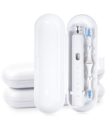 Travel protective cover for electrical toothbrush and replacement brush head Uraqt Reis-etui bag-compatible with standard oral b and philips #1 white 3 pieces white-smooth