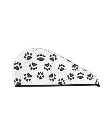 Dog Paw Pattern Coral Velvet Dry Hair Cap Unisex Wet Towel Wrap The Ideal Bathroom Pool Party Beach and Home Accessory