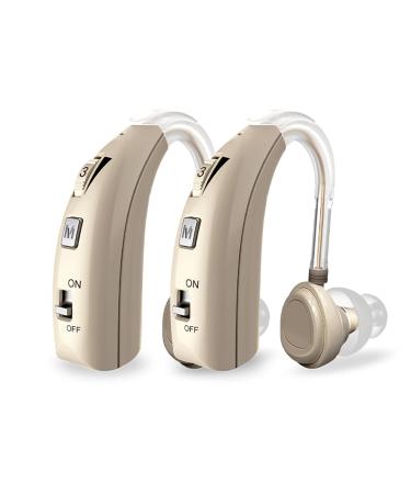 HiBRIQ Sound Device for Adults Adjustabel Volume with Charging Cable Rechargeable Digital Sound Device with 2 Modes and 8-Level Volume Adjustment - Gold