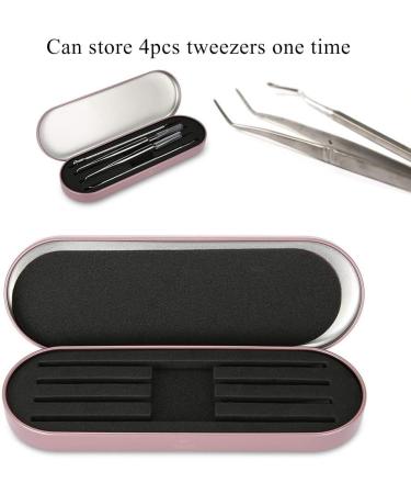 Professional Rose Red Stainless Steel Storage Box | 4 Soft Slots for Beauty Tools & Tweezers - International Shipping - Buy Online on GoSupps.com