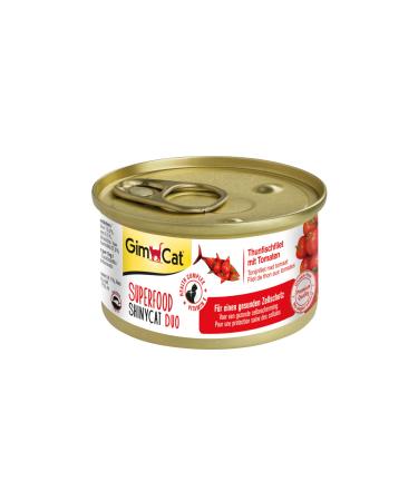 Gimcat Superfood Shinycat Duo tuna with tomatoes - cat food with juicy fillet without adding sugar for adult cats - 24 doses (24 x 70 g)