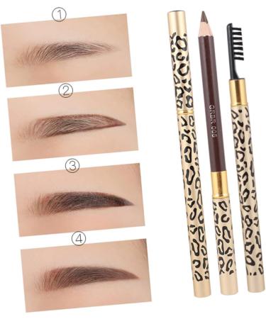 OHPHCALL 2pcs Makeup Eyebrow Pencils Double Head Eyebrow Leopard Eyeliner Pencil Eyebrow Pencil Black 1 count (Pack of 1) Brown - Buy Online on GoSupps.com