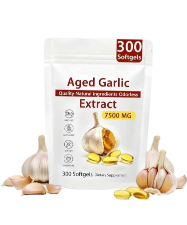 Xaminus 300 Garlic Capsules Aged Garlic Extract Capsules 7500mg High Strength Aged Black Garlic Supplement Organic & Lumine Odorless Aged Garlic Extract for Gentle and Healthy Care