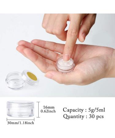 30 Pcs Empty Sample Pots 5g / 5ml Plastic Travel Cosmetic Container Jars with Lids for Creams Sample Make-Up Storage (Transparent) - Buy Online on GoSupps.com