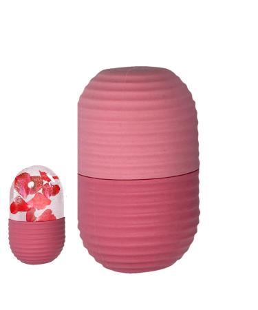 Ice Cube Roller Massager for Face Ice Face Roller Reusable Silicone Ice Tray Mold Facial Massage Eye Skin Beauty and Skin Care Tool Used to Apply Ice to Shri-nk-Pores Reduce Puffiness Pink