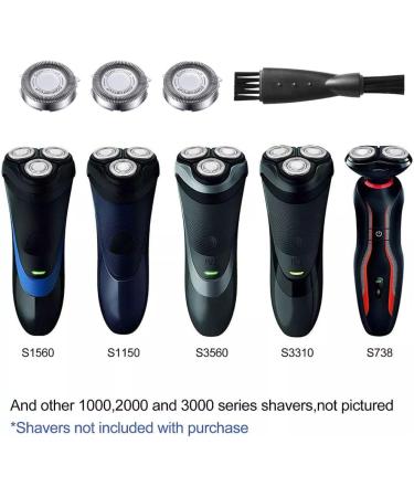 3-Piece Replacement Shaving Heads for S5000 S300 & S500 Series Razors | Electric Razor Replacement Heads with Cleaning Brush - Buy Online on GoSupps.com