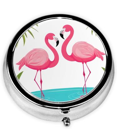 Shop Palm Leaf & Flamingos Mini Round Pill Box - Travel Pill Organizer with 3 Compartments for Home & Office - Buy Online on GoSupps.com
