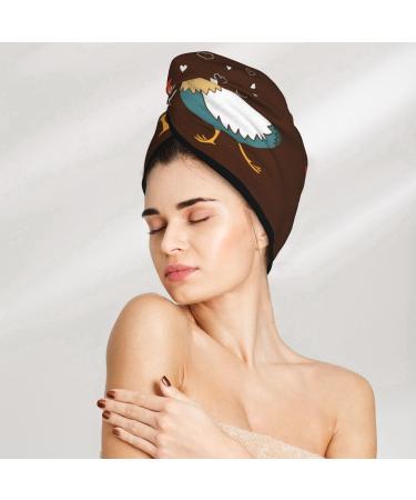 Hair Towel Wrap - Quick Drying Turban with Button | Rooster & Chicken Design - Buy Online on GoSupps.com