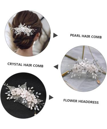 Ipetboom Pearl Hair Comb 1pc Bridal Headwear Crystal Pearl Bridesmaid The Flowers Hair Piece Silver Rhinestones - Buy Online on GoSupps.com