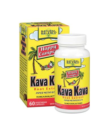 Natural Balance Happy Camper Kava Kava Root Extract | 70mg Kavalactones | Calm & Relaxation Supplement for Mood & Stress Support  | 60 VegCaps