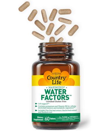 Country Life Maximized Water Factors Cell Support 60 Tablets - Certified Gluten Free & Vegan - 60 Count (1 Pack) - Buy Online on GoSupps.com