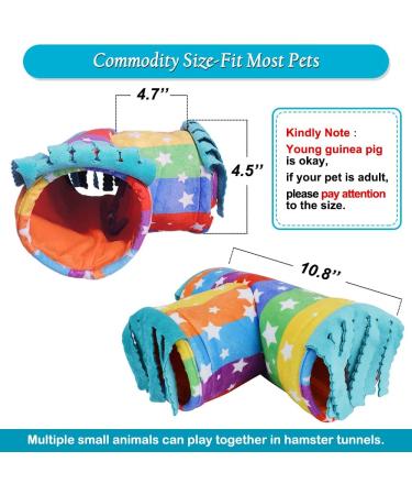 HOMEYA Pet Small Animal Tunnel with Fleece Forest Curtain - Hideout Play Tube for Guinea Pigs, Chinchillas, Hedgehogs, Rats, Sugar Glider - Rainbow, S-10.8 X 4.7 - Buy Online on GoSupps.com