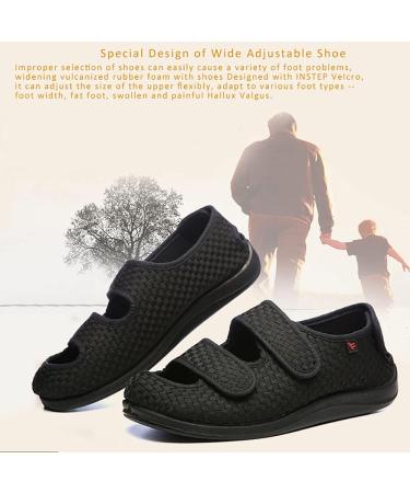 ZJING Diabetic Recovery Slippers for Men - Orthopedic Wide Width Walking Shoes for Arthritis & Swollen Feet - Black, Size 9 - Buy Online on GoSupps.com