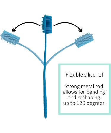 EOT Wellness Bendable Silicone Back & Scalp Scrubber - Long Handled Bath Shower Brush & Shampoo Massager (Blue Sapphire) - Buy Online on GoSupps.com