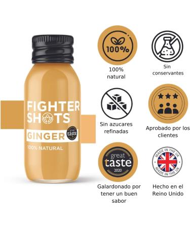 Fighter Shots Vitality Mixed Pack (12x60ml)| Ginger/Ginger Turmeric/Ginger Collagen/Ginger Manuka | 100% Natural | Perfect Morning/Post Workout Pick Me Up | No Preservatives | Fresh Ginger Shots - Buy Online on GoSupps.com