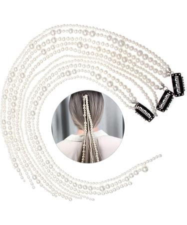 FRCOLOR Set of 2 Hair Clips with Pearl Tassel Pearl Crown Long Hair Clip Chain with Pearls Pearl Tassel Pearls Tiara Hair Clips for Women Faux Pearls White Imitation Pearls Miss Long Pearl - Buy Online on GoSupps.com