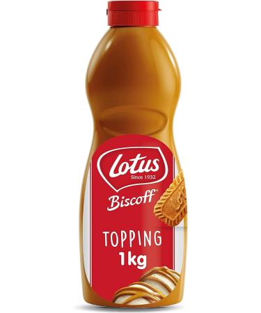 Lotus Biscoff Topping Sauce - Squeezy Bottle -Speculoos Flavour - Ice Cream Topper - Coffee Drizzle (1 kg) - Buy Online on GoSupps.com