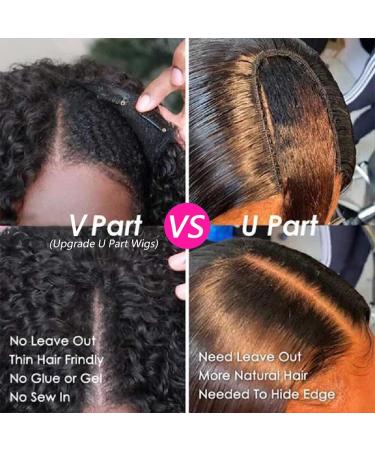 Kiqibeauty Afro Kinky Curly V Part Wig Human Hair 16 Inch - 200% Density U Part Wig for Black Women - Buy Online on GoSupps.com