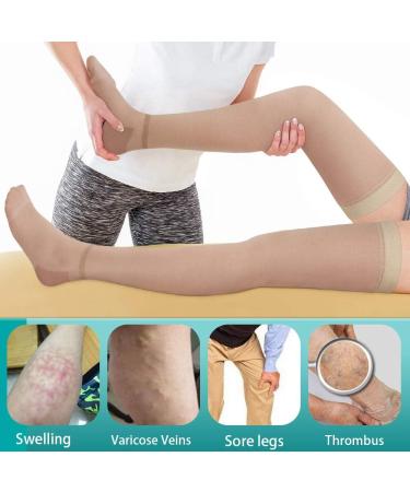 T.E.D. Anti-Embolism Stockings 15-20 mmHg Compression Thigh High & Knee High for Women Men - Beige TED Hose with Inspect Toe Hole - Buy Online on GoSupps.com