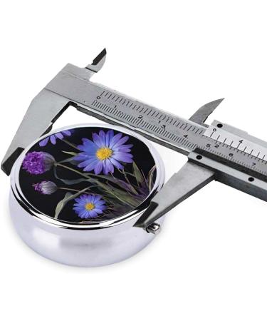 Purple Flowers Mini Round Pill Box | 3 Compartment Travel Pill Organizer | Portable Medicine Case for Home & Office - Buy Online on GoSupps.com