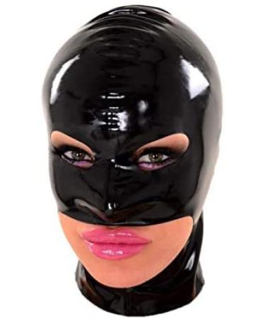 Latex hood holes for the eyes nose and jaw black large black L