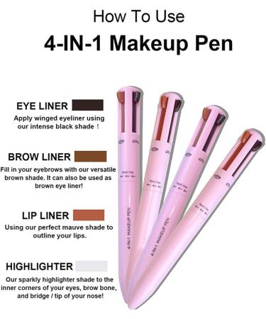 Kasmole Waterproof Eyeliner Pencil - 4-in-1 Matte Lip Pen Waterproof Eyebrow Marker Pen with 4 Easy-to-Turn Eyebrow Markers for Long-Lasting Anti-Smudge - Buy Online on GoSupps.com