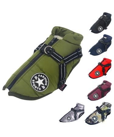 Dog Vest Dog Coat Waterproof Warm Vest with Dog Harness Winter Warm and Soft 9 Colors-Green 4XL 4XL Green