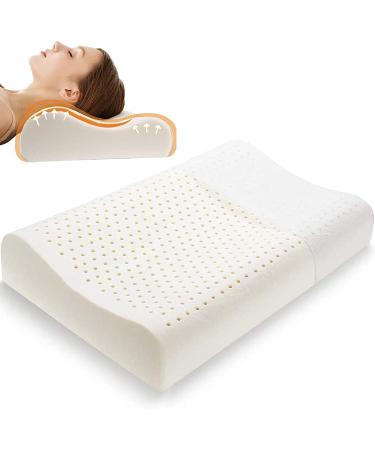Natural Latex Pillow, Firm Latex Bed Pillow for Sleeping, Sleeping Pillow for Back, Side and Stomach Sleepers, Helps Relieve Shoulder and Neck Pain [Breathability][High Elasticity] (Standard) D Standard (Pack of 1)
