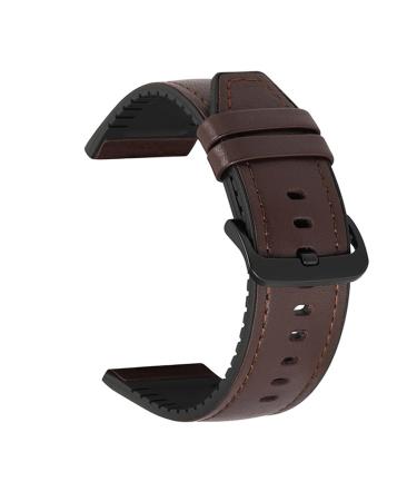 LOTOAK Leather Silicone Bracelet Compatible With Amazfit GTR 47mm Wrist Strap Compatible With Xiaomi Amazfit Pace/Stratos 1 2 3 / GTR2 / GTR 2e Watchband For GTR2 Coffee bk