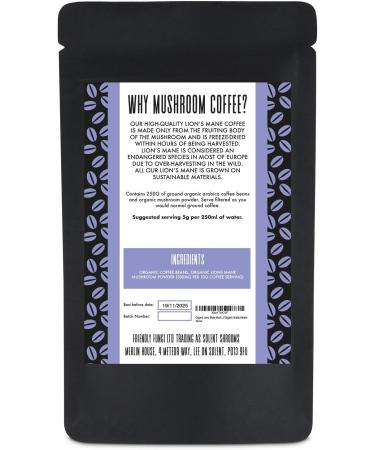 Organic Lions Mane Mushroom Coffee | 250G | Ground Organic Arabica Beans - Buy Online on GoSupps.com