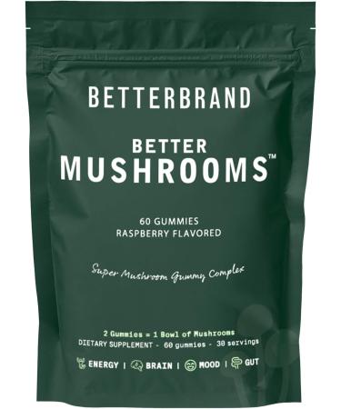 Betterbrand BetterMushrooms Mushroom Gummies to Support Gut Health, Metabolism, Energy, Focus - Lion's Mane, Cordyceps, Chaga & Maitake Mushroom Supplement - Maintains Healthy Immune System 1 Bottle